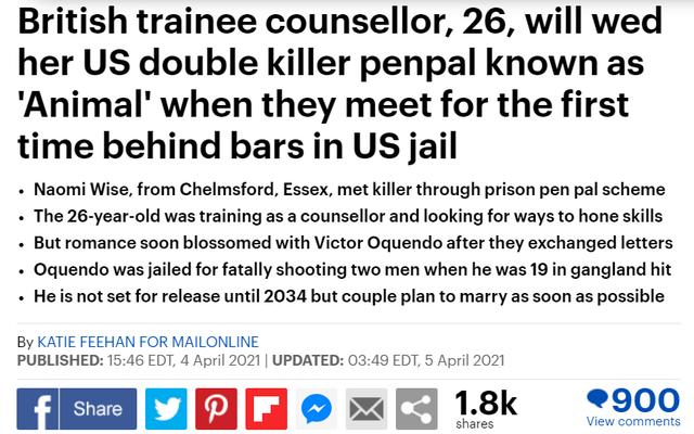 网恋杀人犯，26岁英国女胸下纹身示爱，还要远嫁美国监狱？